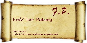 Fráter Patony névjegykártya